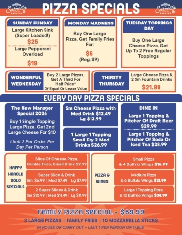 Weekly Pizza Specials
